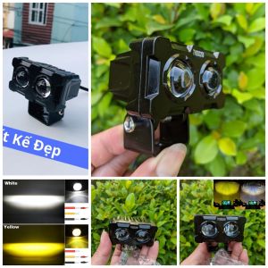 Đèn trợ sáng bi cầu X25 Pro 2 mắt led lắp xe máy 45W chế độ cốt vàng pha trắng hàng cao câp dành cho khách víp mẫu mới