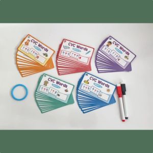 60PCS Dry Erase CVC Words Phonics Flashcards Educational Flash Cards Educational Toy Activity Cards Game Phonics Word Builders Spelling Toy Learning Materials For Kids Practicing Spelling And Writing Kindergarten Preschool Language Development