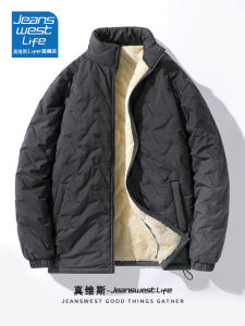Áo Khoác Cotton Dày Mùa Đông Cho Nam Life Jeanswest Lined Lamb Velvet Warm Cotton Coat Standard Fit Polyester Winter Jacket