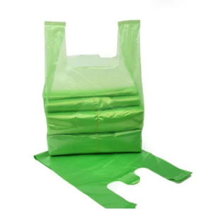 100Pcs 3Sizes Green Plastic Bag Supermarket Grocery Gift Shopping Bag Thicken with Handle Vest Bag Kitchen Storage Baskets
