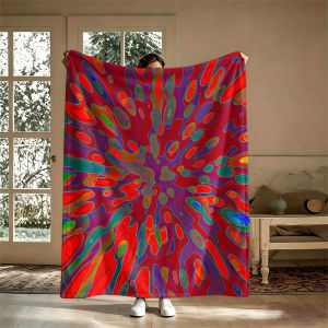 BILIBILI | Abstract Fluid Red Colorful Flannel Blanket Perfect for Sofa Office Bed Travel Sleep Read Relax Camping Four Season Use