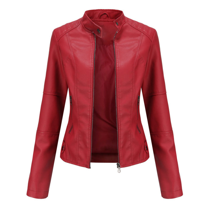 RUCHI 2023 Leather Jacket Women Autumn Spring Women's Moto Biker