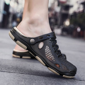 Xia Road Mens Summer Car Driving Anti-Slip Hollow Out Two-Use Sandals for Beach and Sporty Activities