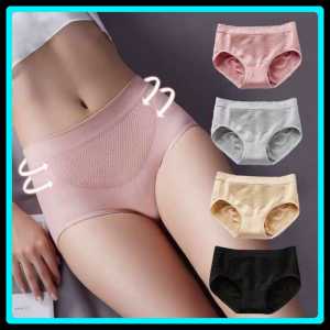 Celana Dalam nyaman dipakai Wanita Briefs Elastis Seamless Mid Waist Bahan Katun CD