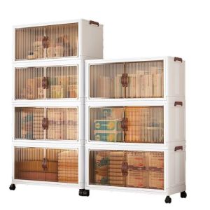 LIKHA Foldable Multi-Layer Storage Cabinet with Multiple Functions No Installation Required Space-Saving with Wheel