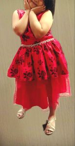 red dress for kids heart belt design