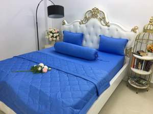 Bộ ga thun Hàn Quốc màu xanh hải quân