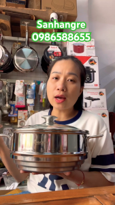 Xửng hấp Inox đa năng KingCook 3 tầng 20-22-24cm kèm vung kính bảo hành 5 năm