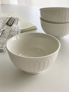 Original Export French Luxury Roman Relief White Ceramic Bowl