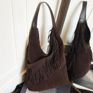 Elegant Fringed Tote Bag Womens Large Capacity Commuter Underarm Bag Fashionable Versatile Single Shoulder Bag 2025 New Arrival