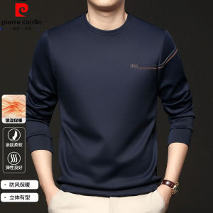 Pierre Cardin Mens Long Sleeve Silk T-Shirt Loose Fit Lightweight Comfortable Breathable Casual round Neck Top for Autumn
