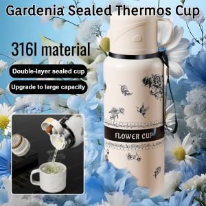 [One Cup Two Uses] Gardenia Sealed Thermos Cup 316 Stainless Steel High-value Large-capacity Student Kettle