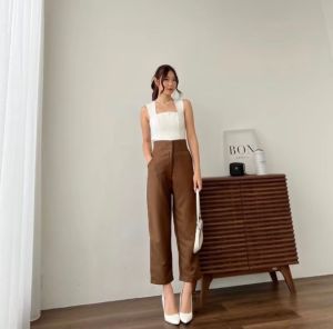 Celana Panjang Wanita Highwaist / Baggypant Bahan Katun Premium