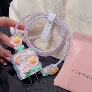Cute Rabbit Design Soft Shell Charger Case Transparent Protective Cover for Xiaomi 67W 90W Data Cable Ultra Length K80 K60