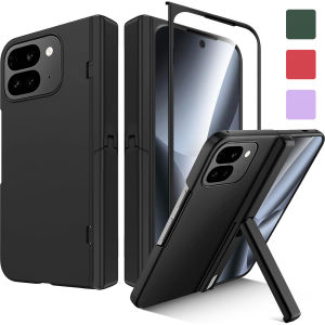 for Google Pixel 10 Pro Fold Case with Hinge Protection & Hidden Kickstand & Built-in Screen Protector Ultra Thin Anti-Scratch Matte Hard Plastic Shockproof Heavy Duty Full Protective Case for Pixel 10 Pro Fold 2025