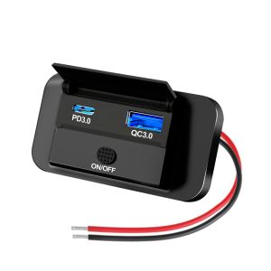 12/24V Car USB Adapter Socket With voltage Panel Fast Charging Outlet Car Charger Socket Accessories for Auto Bus RV Truck