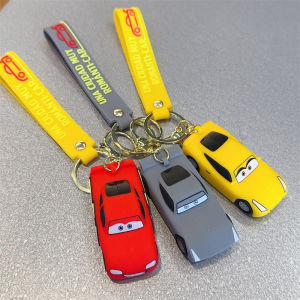 Disney Cars Lightning McQueen & Mater Keychain Silicon Keyring Pendant Accessories for Bags & Keys Perfect Gift for Kids & Fans