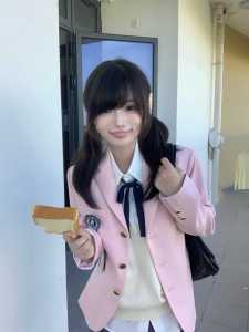 Original Lulucake Pink Suit Jacket Womens Waist-Cinching Style Commute Friendly Long Sleeve V-Neck Single Button Closure