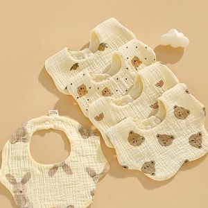 Babymommy👶Bundle Pack Flower Triangle Bib Baby Bibs U-shaped Cotton Bib Newborn Kids Feeding Saliva Towel Bib Bayi 小孩围巾
