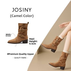 Josiny | Heeled Warm Lined Pointed Toe Short Boots