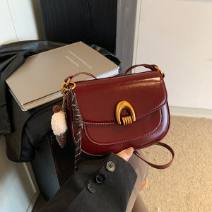 Red Elegant High Quality Saddle Bag Womens New 2025 Autumn Winter Luxury Small Luxury Sensation Crossbody Bag