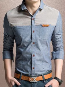 Áo Sơ Mi Denim Dài Tay Ấm Áp Mùa Thu Đông Cho Nam Áo Khoác Ngoài Thường Ngày Có Lót Lông Cừu Áo Khoác Dài Vừa Vặn Thời Trang Công Sở