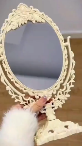 SG Stock Butterfly Antique Stand Mirror Elegant Flower Carved Detachable Table Mirror