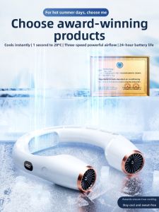 Portable Neck Fan 2023 New Design USB Rechargeable Leafless Cooling Mini Air Conditioner for Lazy People Turbine Cooling Fan