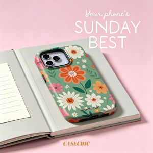 Potdemiel | Retro Geometric Daisy For Case For iPhone 17 16 15 14 Plus 13 Pro Max Shockproof Hard Cover CaseChic