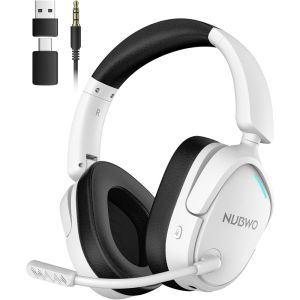 Nubwo | NUBWO Wireless Gaming Headset Dual 2.4G & Bluetooth Simultaneous Gaming Headphones Noise-Canceling Mic Comfortable Foldable