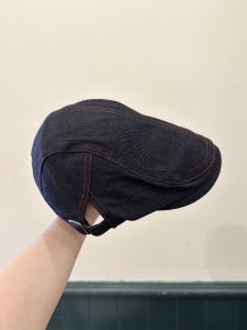 Casual Korean Style Denim Beret Hat Adjustable round Top Wide Brim Fashionable Street Outfits for Men And Women