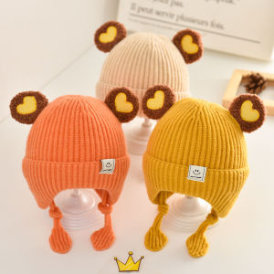 MŨ SƠ SINH MŨ LEN Bảo Vệ Tai Bé Trai Mẫu Thu Đông Trẻ Em Bé Gái Trẻ Em Siêu Dễ Thương Đáng Yêu Bé Gái Mùa Thu Đông