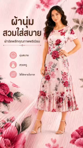 QMissLin QML-0060 Women Floral Lounge Dress Soft Milk Silk Maxi Nightdress Elegant Short Sleeve Homewear Casual Long Dress