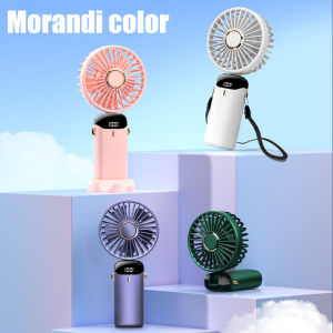 USB handheld fan Mini Fan Intelligent Led display Adjustable cooling fan with battery Hanging neck fan