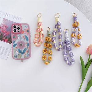 Zeallion Daisy Flower Wristlet Keychain Boho Bohemian Key Fob Strap Wrist Lanyard Bracelet Keyring Purse Backpack Charm