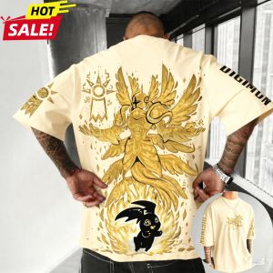 Bandai | Anime Digimon 2025 New Patamon Harajuku Mens Vintage Streetwear Summer T-shirt Womens Casual Sports Short-sleeved Cotton Tee