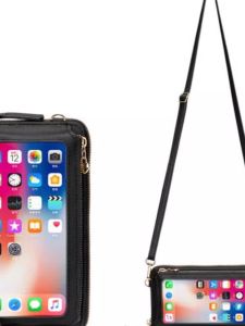 Touchscreen Compatible Mini Crossbody Wallet Soft Leather Phone Bag Fashionable Horizontal Design Coin Slot for Men And Women