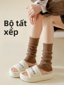 JINGCHI | Tất ống bảo vệ đầu gối bằng vải dệt kim dày cho nữ mùa đông ấm áp quần dài đến giữa bắp chân chống gió chống thấm nước