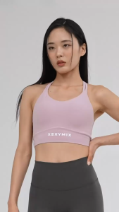 XEXYMIX Black Label Signature Power Rise Double Halter Neck Top Atasan Olahraga Wanita - XFK3BC1502