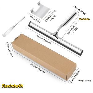 Cây Lau Kính Bằng Thép Không Gỉ 10 Inch Với Lưỡi Cao Su Dùng Cho Kính Cửa Sổ Gương Ô Tô Dụng Cụ Vệ Sinh Gia Đình