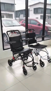 [Same-Day Delivery] 9.5KG Foldable Waterproof Seat Lightweight Travelling Wheelchair 16 Inch Seat Kerusi Roda Ringan