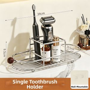 Vilscijon | Bathroom Toothbrush Holder No Drilling Storage Rack