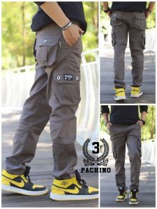 Celana Cargo Panjang Pria Stretch Melar Tebal Twill Premium Celana Cargo Cewek Cowok Keren Tebal Lembut Kasual Hitam Mocca Cream Army Biru Abu Size S-XL
