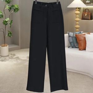 Fall 2025 High Waist Comfortable Straight Leg Pants Fashionable Casual Elegant Simple Age-Defying Slimming Drapey Long Trousers