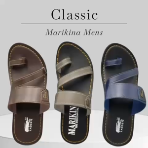 Marikina Mens one finger leatherette non-slip slippers with Double-Stitched edges AN-03