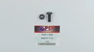Baut Baja 6x15 (+ Mur) Harga 1 PC - Baud Mor Baja M6 Bibir Topi 6mm Panjang 15mm Kunci 10 Universal