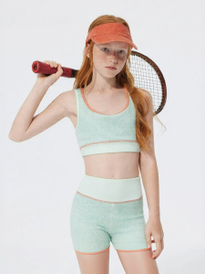 JOLLY BEAN | Contrast Color 3D Texture Girls Swimsuit Vest Shorts