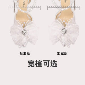 Lily Wei Spring New Fairy High Heels Wedding Shoes Large Size Sandals Women 41 One 43 Beautiful Glitter Leather Low Cut Sandals