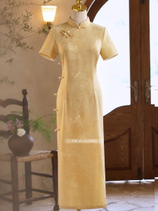 Young Daily Cheongsam Yellow Wedding Engagement Servingsuit Elegant Simple Wear for College Students And Women in Their 20s And 30s