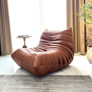 Caterpillar Lazy Sofa Silicone Leather Single Balcony Leisure Chair Bay Window Recliner Northern Europe Internet Celebrity Togo Sofa